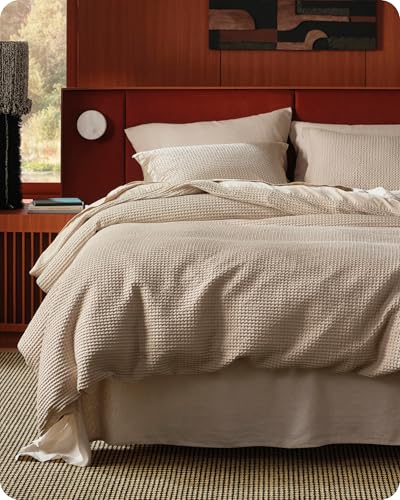 Bedsure Cotton Duvet Cover King - 100% Cotton Waffle Weave