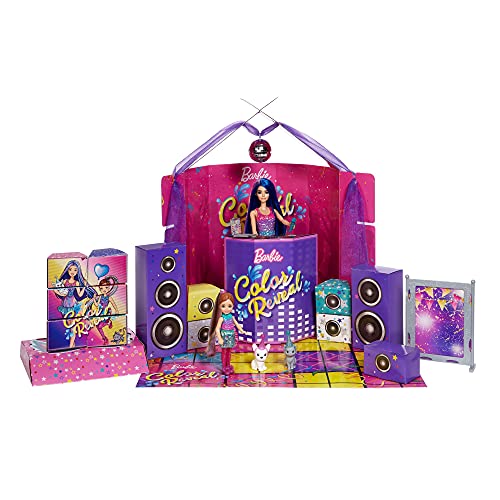 Barbie GXJ88 - Color Reveal Überraschungsparty, +50 Überraschungen: 1 Puppe, 1 Chelsea Puppe, 2 Tiere, 6 Farbwechsel, Zubehör & mehr, Tanzparty Set, Spielzeug Geschenk für Kinder ab 3 Jahren – Bild 6