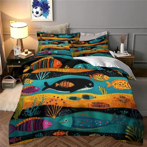 Housse de couette poisson hypoallergénique avec fermeture éclair 3D - 6