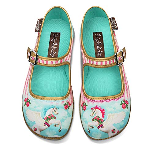 Image of Hot Chocolate Design Chocolaticas Funky Canvas Women's Mary Jane Flat Shoes, Corcel, 5 UK