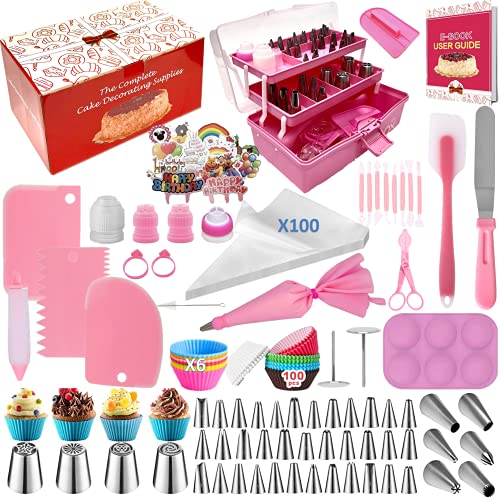 Cake Decorating Supplies, 337 Pcs Cake Decorating Kit with Usefule Storage Box, Cake Decorating Tools, Muffin Cups, Baking Supplies and Baking Set for Beginners and Cake Lovers