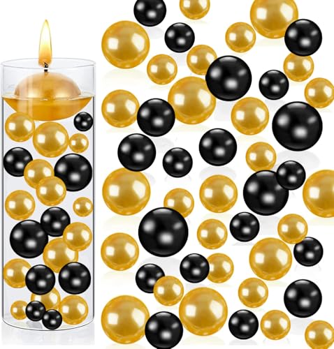 FEICUIBEXI 10150 Pieces Yellow Black Beads No Hole Bead for Vases, DIY Vase Filler Kit Highlight Bead Vase Filler for Centerpieces, Wedding, Birthday, Anniversary, Christmas Centerpiece
