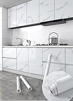 Vista 1 de Papel tapiz brillante blanco autoadhesivo, extraíble, de 23.6 x 197 pulgadas, impermeable, papel adhesivo blanco para encimera, armario, muebles