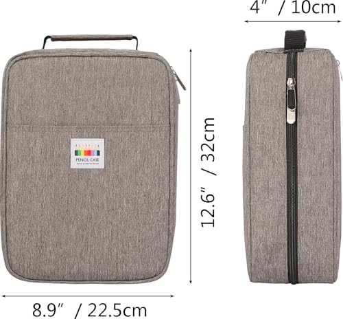 Image of JAKAGO 274 Slots Colored Pencil Case Large Capacity Pen Holder for Artist Painter Zipper Organizer Bag for Marker Highlighter Storage Case for Office Sketch Travel Supplies(Gray)