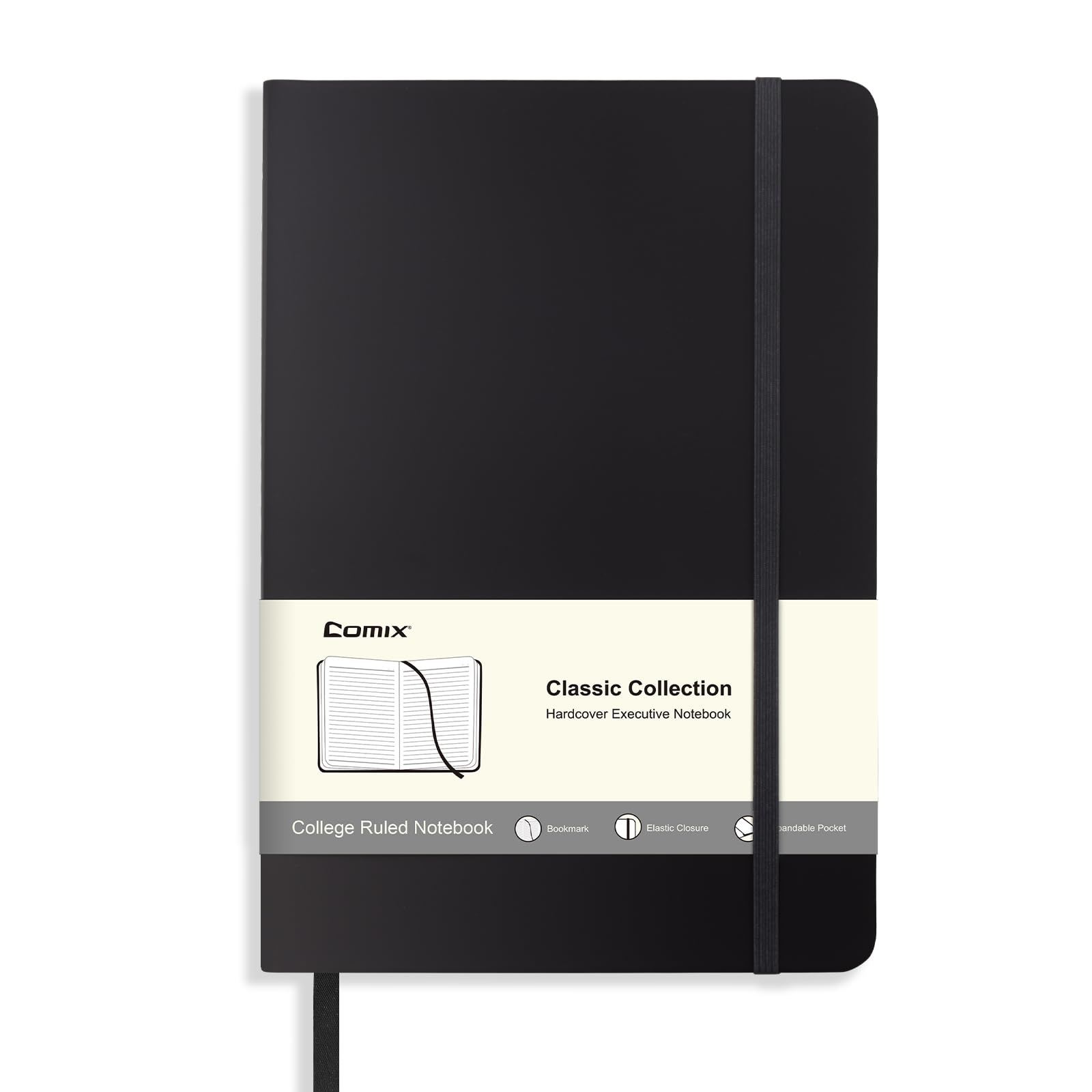 Lined Journal Notebook for Women Men, Journaling Notebooks for Office School Home, 240 Pages, 5.5" x 8.3", College Ruled, A5, Hardcover, Black