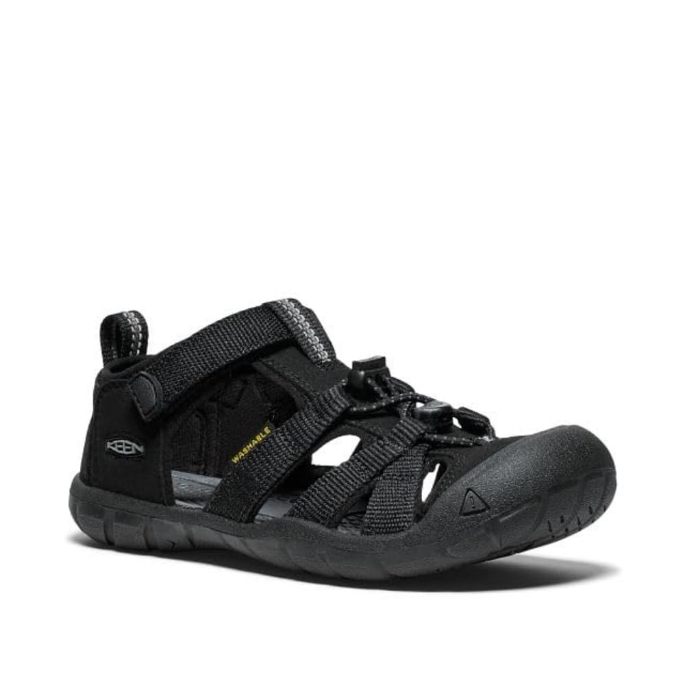 KEEN Seacamp CNX 3 Durable Quick Dry Closed Toe Water Sandals, Black/Grey, 3 US Unisex Big Kid
