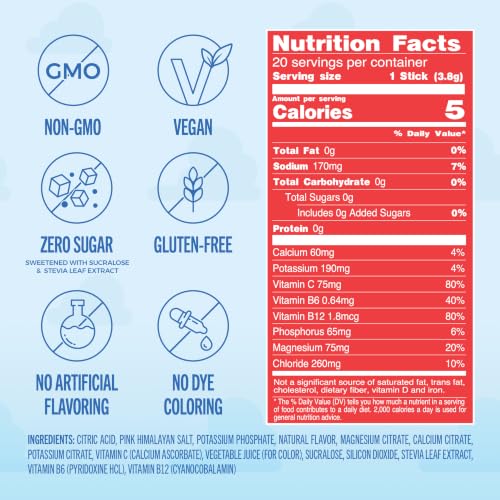 Image of TREVI Electrolytes Powder Packets, Sugar Free Hydration Fruit Punch 20 Pack | Essential Daily Drink Mix, 0 Sugar, Magnesium, Potassium, Vitamin C, Calcium, B6 & B12 Vitamins