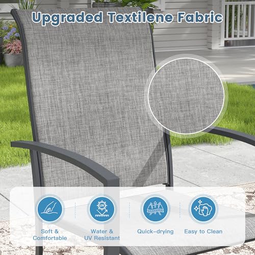 Image of DIFY Patio Chairs Set of 4, Stackable Outdoor Dining Chairs with High Back & Metal Frame, All Weather Breathable Textilene Fabric Outdoor Chairs Set for Backyard Garden Deck, Grey
