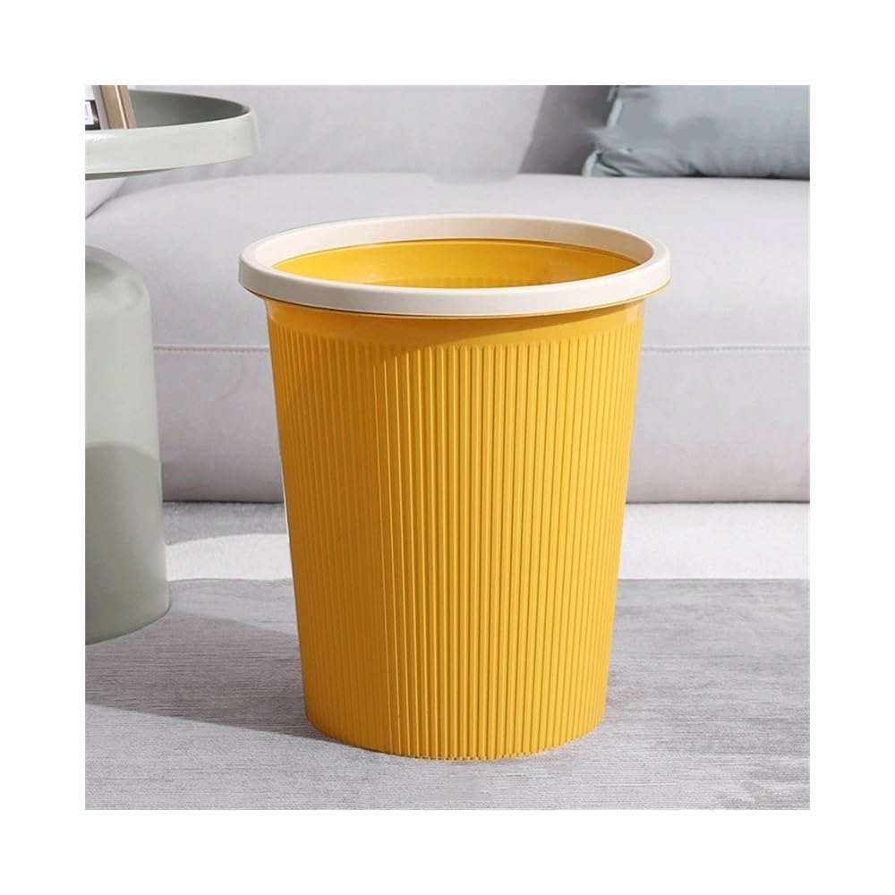H8Q4D7N5G9 Dustbin Wastebasket Without Lid with Pressure Ring Striped Plastic Suitable for Home Kitchen Office Waste Paper Basket