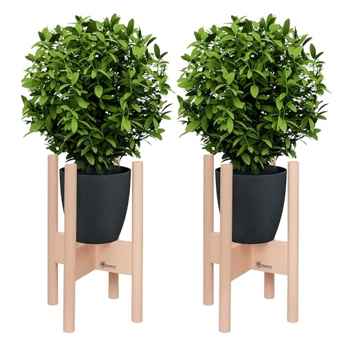 Outsunny Blumenständer 2er Set aus Holz Pflanzenständer Set mit...