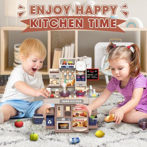 Image of Premium Kids Kitchen Playset (37 Pcs) Luxury Pretend Play Cooking Set with Realistic Sound & Lights, Stove, Sink with Running Water, Play Food & Accessories, Deluxe Toy Kitchen for Girls & Boys