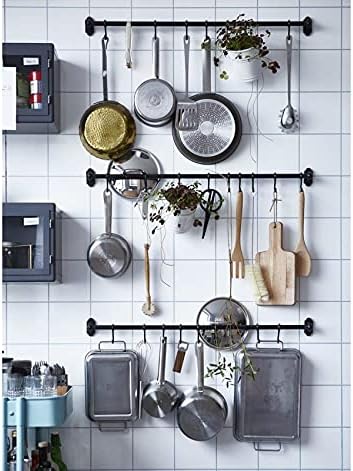 S Shaped Hooks, 20 Pack S Hooks Hanging Hooks Heavy Duty S Hooks 8.5cm Stainless Steel Metal Hanging Hanger S Hooks Pan Hooks for Kitchen, Bathroom, Bedroom, and Office - Black