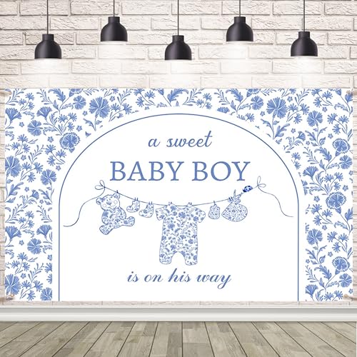 Fondo Azul para Baby Shower AIBIIN 70.8x43.3 pulgadas miniatura 1