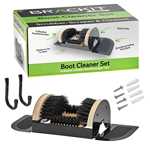 Brackit Brosse de nettoyage pour bottes avec fixations - Robuste - Pour l'intérieur et l'extérieur - Convient pour toutes les tailles de chaussures