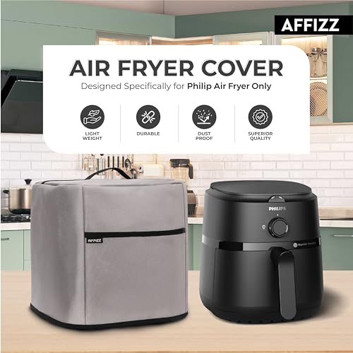 Image of Dustproof Air Fryer Cover for Philips 4.2L NA120 /00 - Polyester Kitchen Oven and Home Appliances with Handle & Pocket | for Women, Men & Everyday Use (Grey)