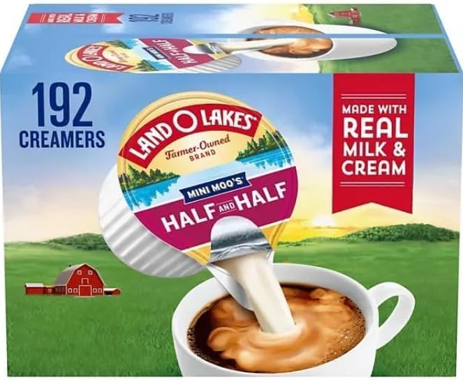 Coffee Creamer Mini Moo’s Half & Half Creamer Singles, 192 Count.