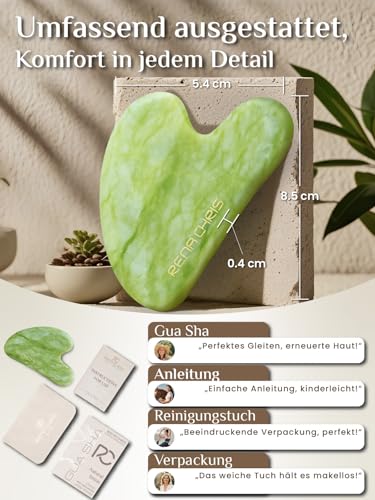 Rena Chris Jade Gua Sha Stein, Guasha Stein für eine definierte Kieferlinie, gegen Gesichtsschwellungen, Hautpflege-Geschenk – Mintgrün 2