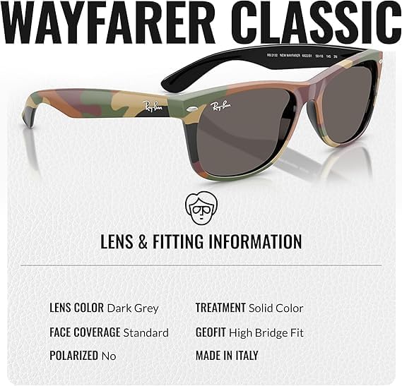 Ray-Ban RB2132 NEW WAYFARER CLASSIC Square Shaped Sunglasses for Men & Women with Official RAYBAN Eyewear Kit - Image 4