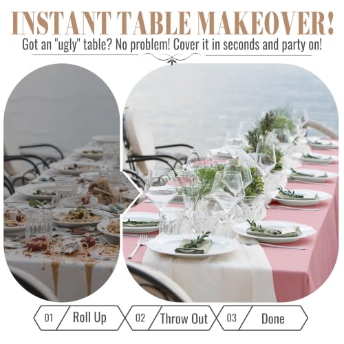 Image of Plastic Table Cloth Disposable, 54IN X 300FT Disposable Tablecloth Roll