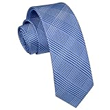 Enlision Mens Blue Ties Checkered Skinny Necktie 2.17" Width Elegant Slim Tie Classic Plaid Silk Ties for Men Wedding Party