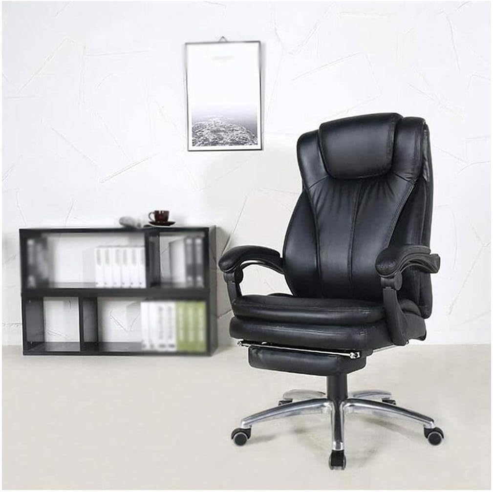 Home Office Chairs Desk Chair Leather Computer Gaming Chair Ergonomic Video Game Chairs Reclining Boss Chair with Footstool (Color : A)