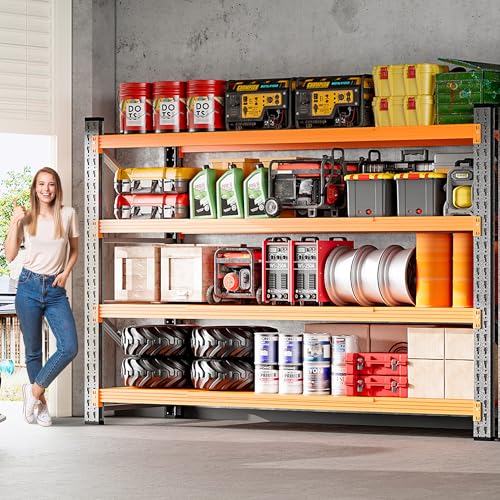 Image of 71.3 inch Wide Heavy Duty Garage Shelving Units,5000LBS Deep Storage Shelves,Orange Metal Garage Shelves,Steel Shelf,Large Storage Rack,Industrial Shelving for Shop,Warehouse,Basement,71.3 inchW x 24 inchD x 70 inchH