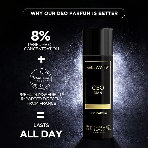 Image of Bella Vita CEO Man Body Perfume 150ml | Premium No Gas Deo for Men | Deodorants Man | Long Lasting Office Fragrance with Tonka, Agarwood & Sophisticated Masculine Notes