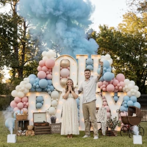 Image of Gender Reveal Balloons, 12 Inch Dusty Pink Blue Sand Gold Balloons
