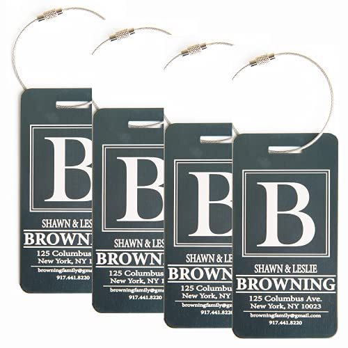 Personalized Luggage Tags (Set of 4, Forest) - Metal Luggage Tags with Engraved Name, Unique Travel Bag Tags for Luggage, Can Also Be Suitcase Tags - Travel Gifts