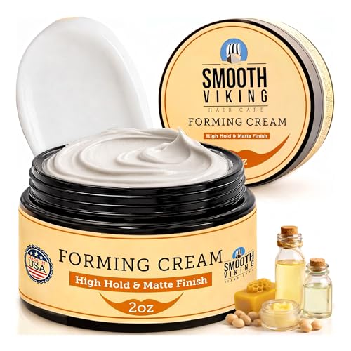 Smooth Viking Forming Cream - High Hold Styling Cream For Matte Finish, Men'S Hair Products, Hair Paste For Short, Curly And Long Hair, Made In Usa, 2Oz