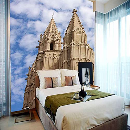 Papier peint 3D château salon TV grand format décoration murale
