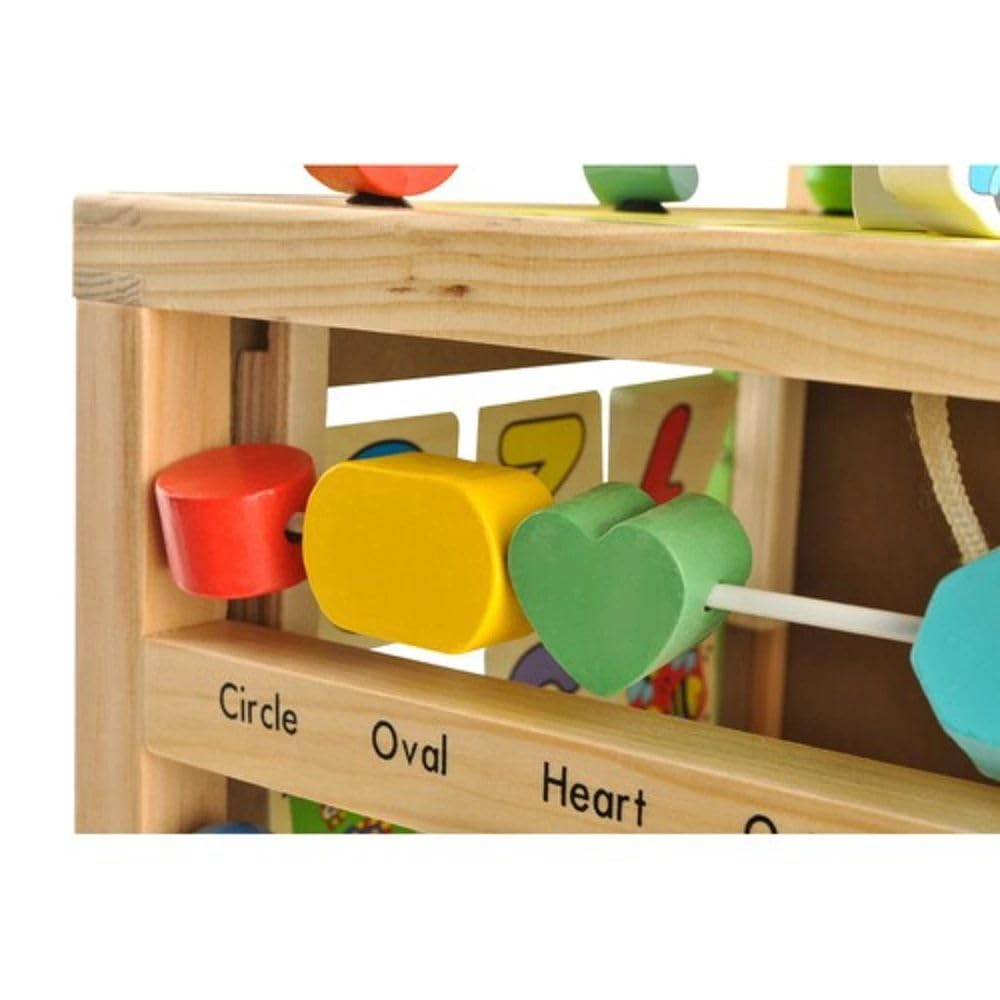 Cubo de Actividades. Andador de Madera para Bebé – Cubo de Actividades 5 en 1 con Laberinto de Cuentas, Juegos Educativos y Motricidad – Juguete de Aprendizaje para Niños a partir de 12 Meses.