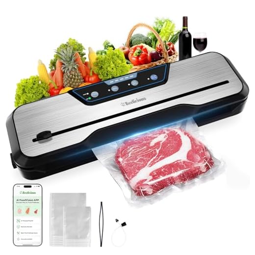 Automatic Food Vacuum Sealer Machine | Beelicious Pro 80KPa 8-In-1 Food Vacuum Saver with Starter Kits | 15 Bags, Pulse Function, Moist&Dry Mode and External VAC for Containers, Stainless Steel
