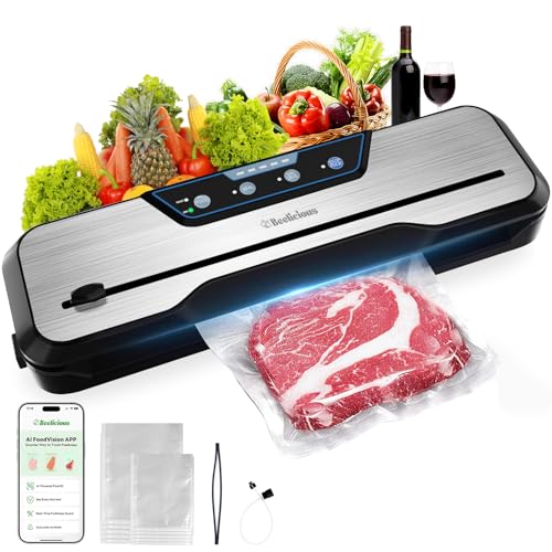Automatic Food Vacuum Sealer Machine, Beelicious 8-In-1 Food Vacuum Saver with Starter Kits, Pulse Function, Moist & Dry Mode and External VAC for Jars and Containers