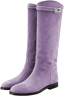 YDN Women Classic Round Toe Knee High Flat Riding Boots