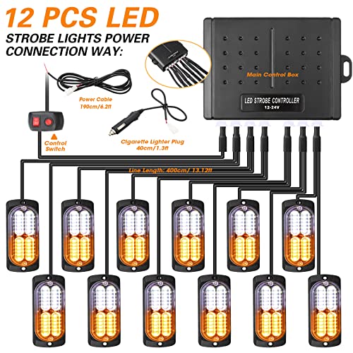 Leelosp 12 Pcs LED Strobe Lights
