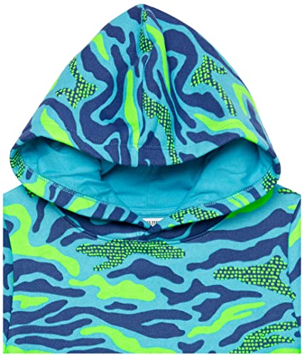 Spotted Zebra Boys' Fleece Pullover Hooded Sweatshirt, Navy/Camo/Wave, Small #TOP2
