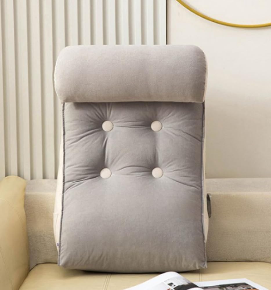 Cojín triangular de cuña para cama, para leer o jugar, soporte de posicionamiento en el sofá, respaldo de meditación, alivia la presión (café, 45 x 55 x 25 cm (1 pieza))