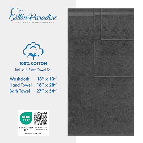 Cotton Paradise 5823587039 6 Piece Towel Set 100% Cotton Soft Absorbent Turkish Towels For Bathroom 2 Bath Towels 2 Hand Towels 2 Washcloths thumb #3