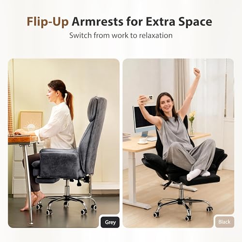 Image of Big and Tall Office Chair, Flip Armrests for Pets & Cross Legged Sitting