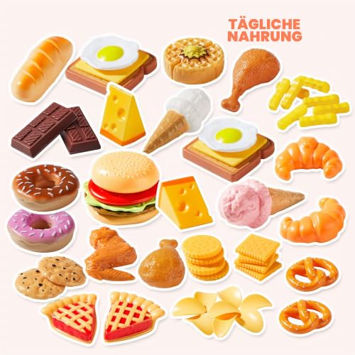 Foto von JOYIN 135 Stück Küchenspielzeug Set, kinderküche zubehör Schneiden Obst Gemüse Lebensmittel Küche Kinder Kleinkinder Pädagogisches Lernen Spielzeug, Rollenspiele, Geschenk