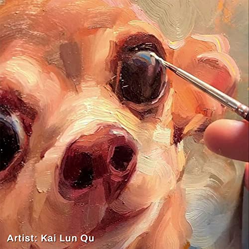 Trekell Synthetic Oil Paint Brushes Set - Professional Detail, Round & Fine Tip Paint Brush - Oil Painting Supplies - Beginner Artists Painting Supplies - Oil Painting Set - (6, 10 & 6 In. Handles) #TOP3