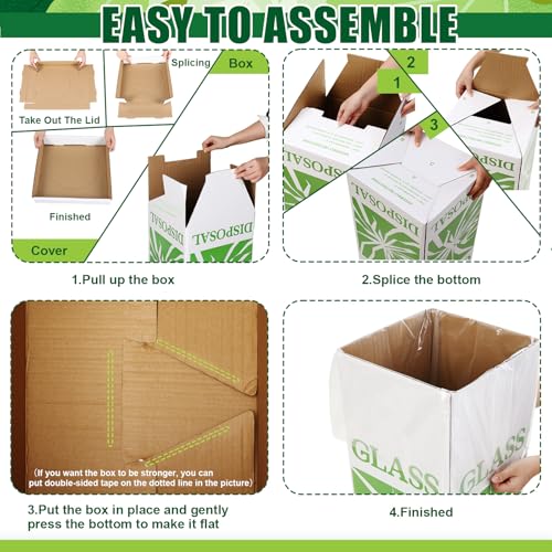Image of Resurhang 12 Pcs Broken Glass Disposal Box 12 inch L x 12 inch W x 27 inch H Floor Model Laboratory Glass Disposal Cardboard Box Container Bins Trash Cans Cartons for Party Broken Bottle