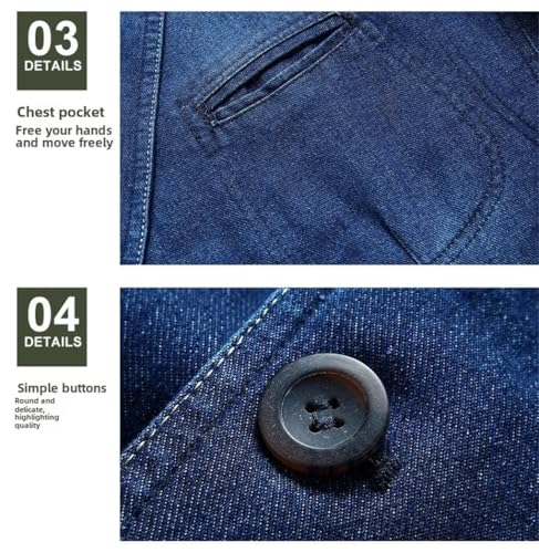Men's Denim Blazer Male Jean Suit Jacket Coat Three Buttons Denim Outwear Casual Slim Denim Blazer4