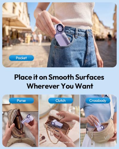 Image of Gaiatop Super Mini Portable Handheld Fan, 3.5 Inch Personal Turbo Fan, 16900 RPM 6 Speeds Strong Wind, LED Display, USB Rechargeable Battery for Travel Outdoor, Gift for Women Girl Makeup, Purple
