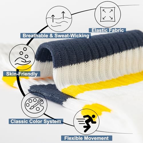 Striped Crew Socks Women Men Half Calf Black and White Retro Vintage Long Tube Casual Socks 6 Pairs3