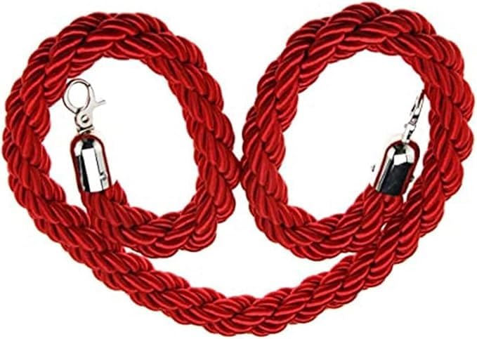 Barrière de séparation en corde tressée rouge 3,0 m pour poteaux de file d'attente