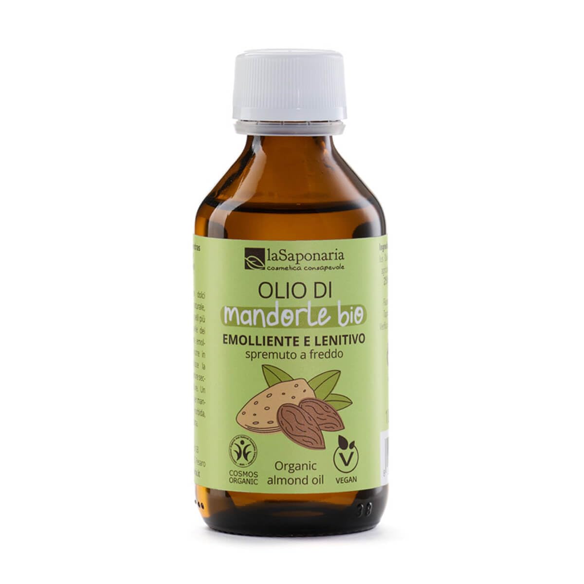 La Saponaria | Olio di mandorle dolci bio, Prunus Amygdalus Dulcis Oil, Emolliente ed addolcente, 100ml
