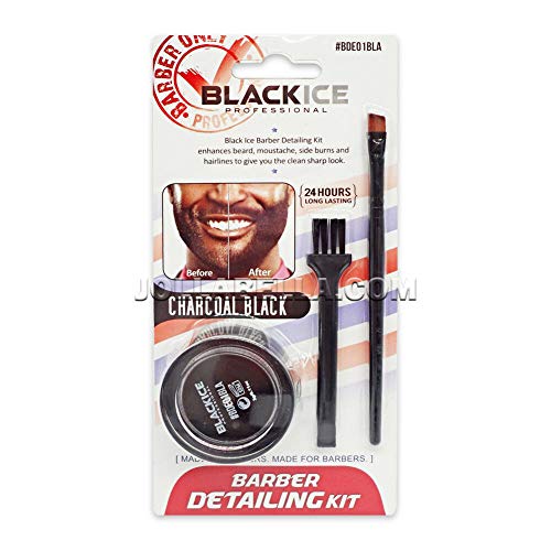 Black Ice Barber Detailing Kit Enhance Beard Mustache Sharp Hairline Brush Color