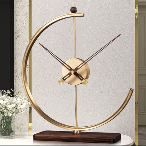 Reloj de cobre de lujo con base de madera elegante para oficina 7